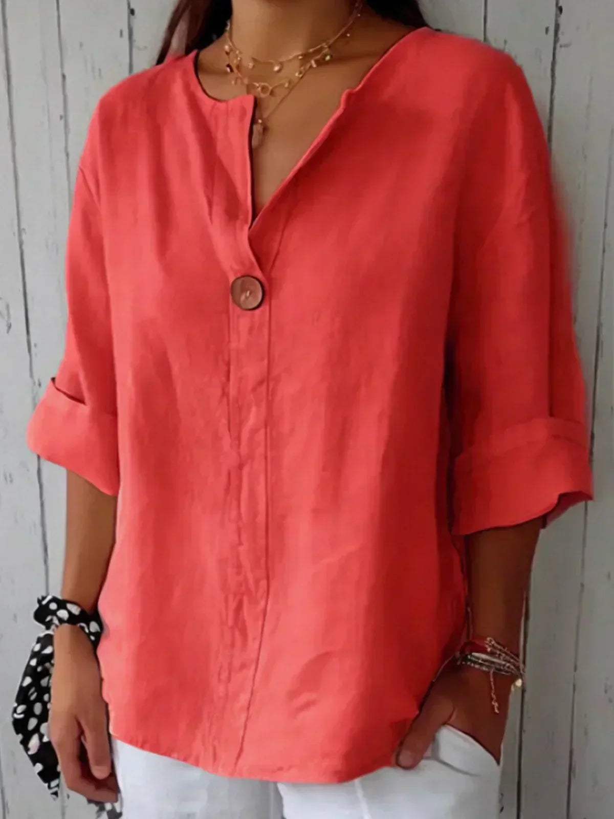 ELISABETH - BLUSA DE CUELLO EN V SOFISTICADA