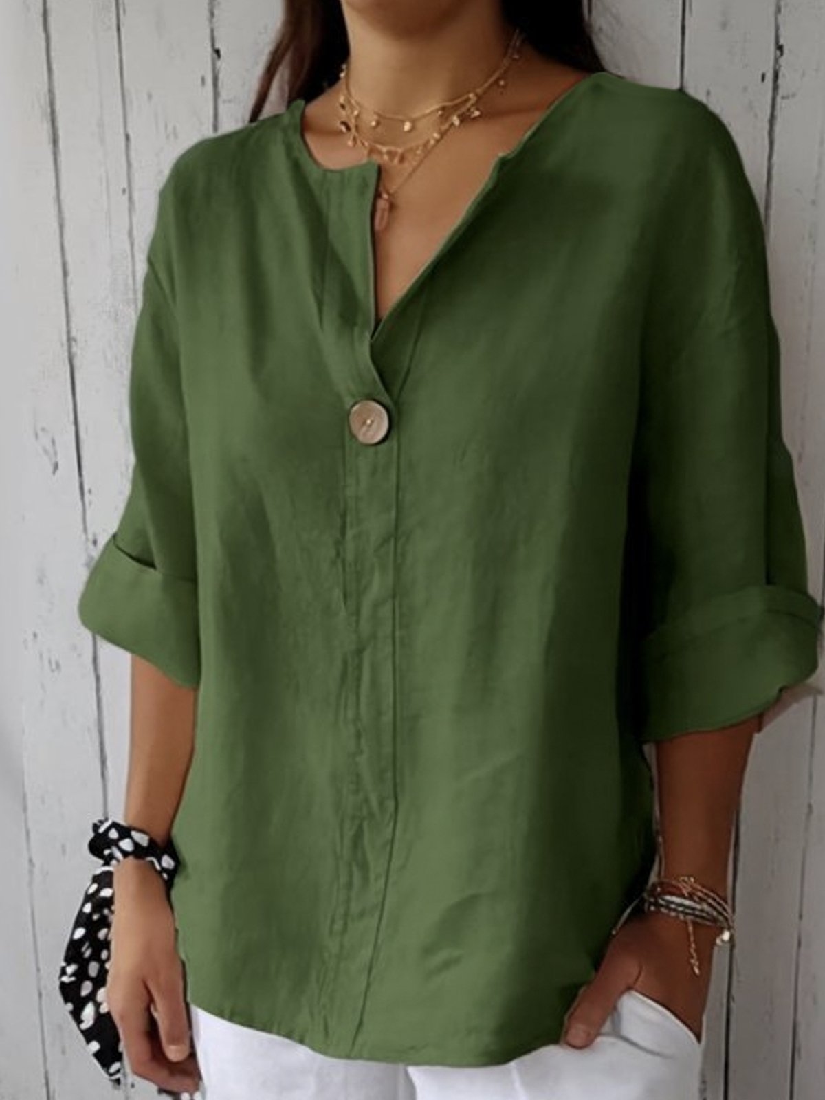 ELISABETH - BLUSA DE CUELLO EN V SOFISTICADA
