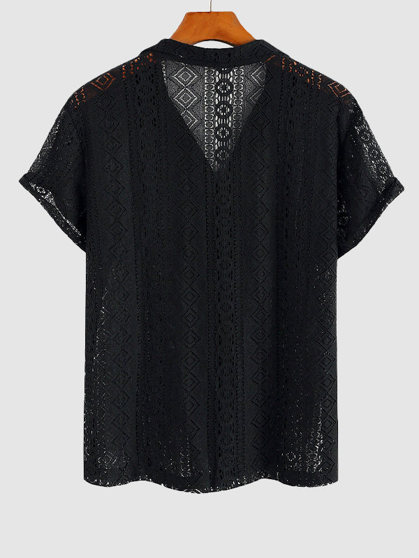MENDOZA - CAMISA BLANCA CALADA DE MANGA CORTA