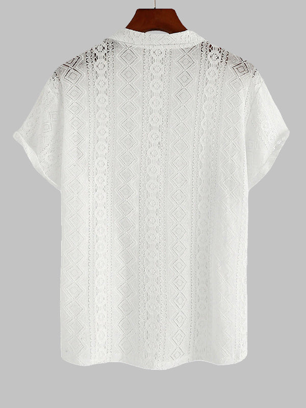 MENDOZA - CAMISA BLANCA CALADA DE MANGA CORTA
