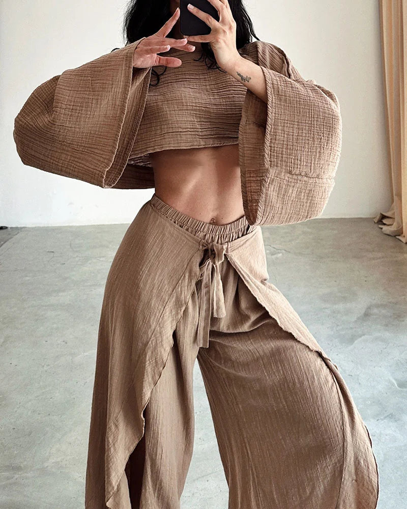 SABRINA- CONJUNTO CASUAL DE DOS PIEZAS DE LINO