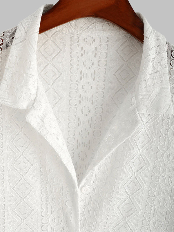 MENDOZA - CAMISA BLANCA CALADA DE MANGA CORTA