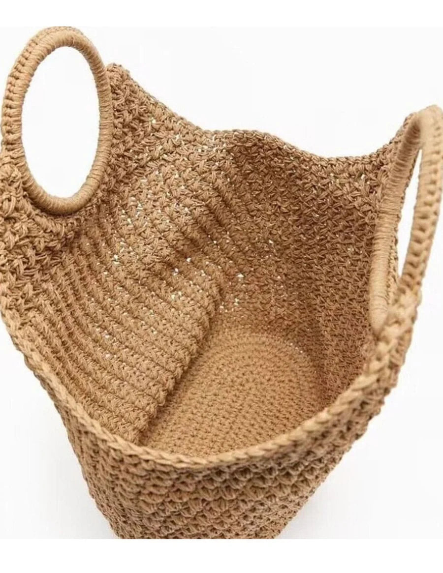 BOLSO TOTE DE RAFIA CON ASAS REDONDAS