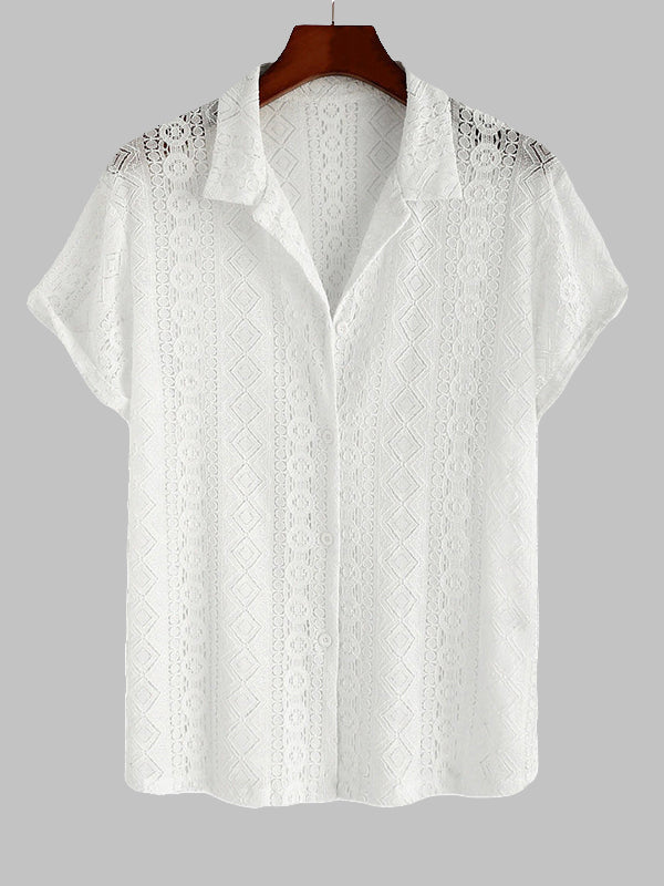 MENDOZA - CAMISA BLANCA CALADA DE MANGA CORTA