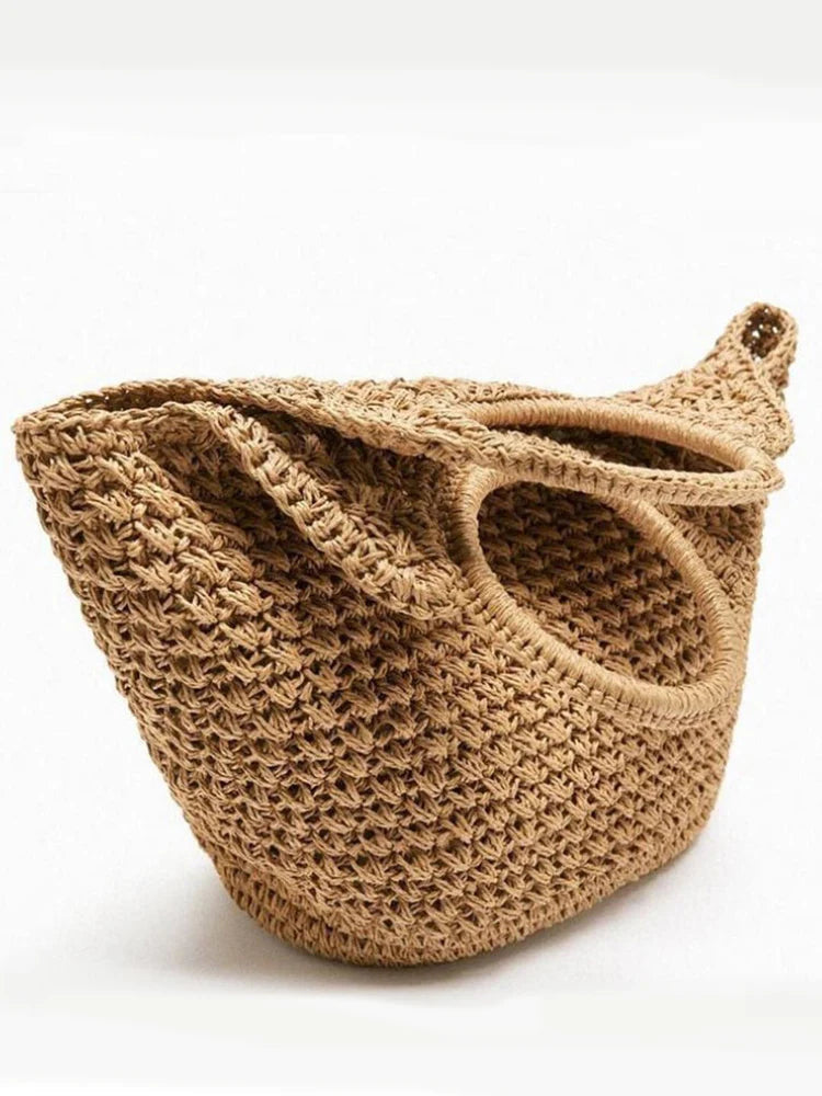 BOLSO TOTE DE RAFIA CON ASAS REDONDAS