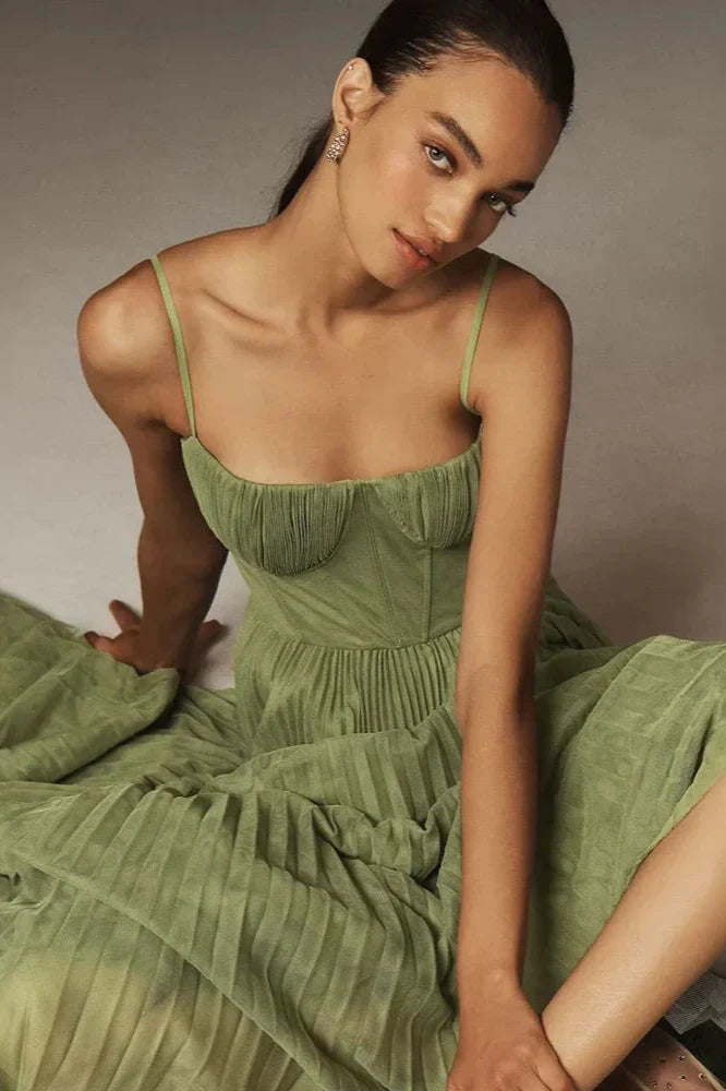 ÁGATA |VESTIDO MIDI PLISADO