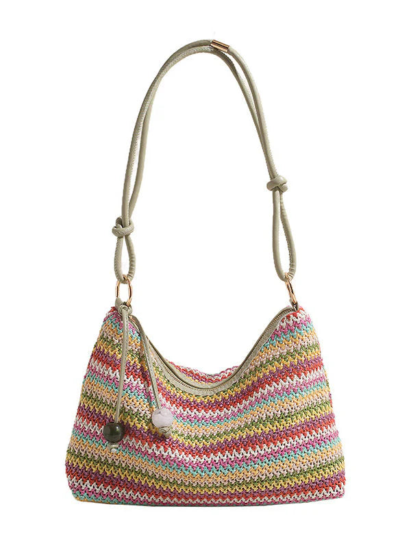 BOLSO DE HOMBRO ARCOÍRIS TEJIDO – ESTILO BOHO VERANIEGO