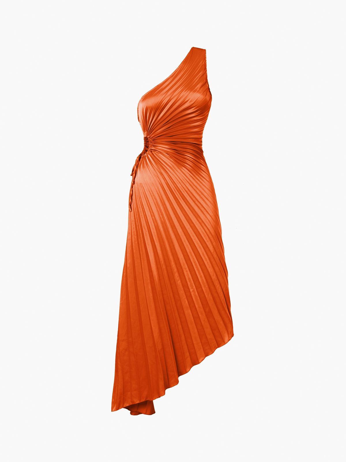 BRUNETE - VESTIDO MIDI PLISADO DE UN SOLO HOMBRO