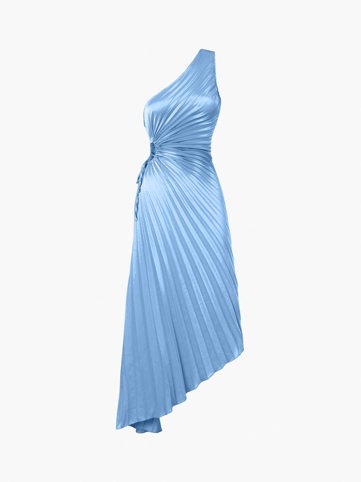 BRUNETE - VESTIDO MIDI PLISADO DE UN SOLO HOMBRO