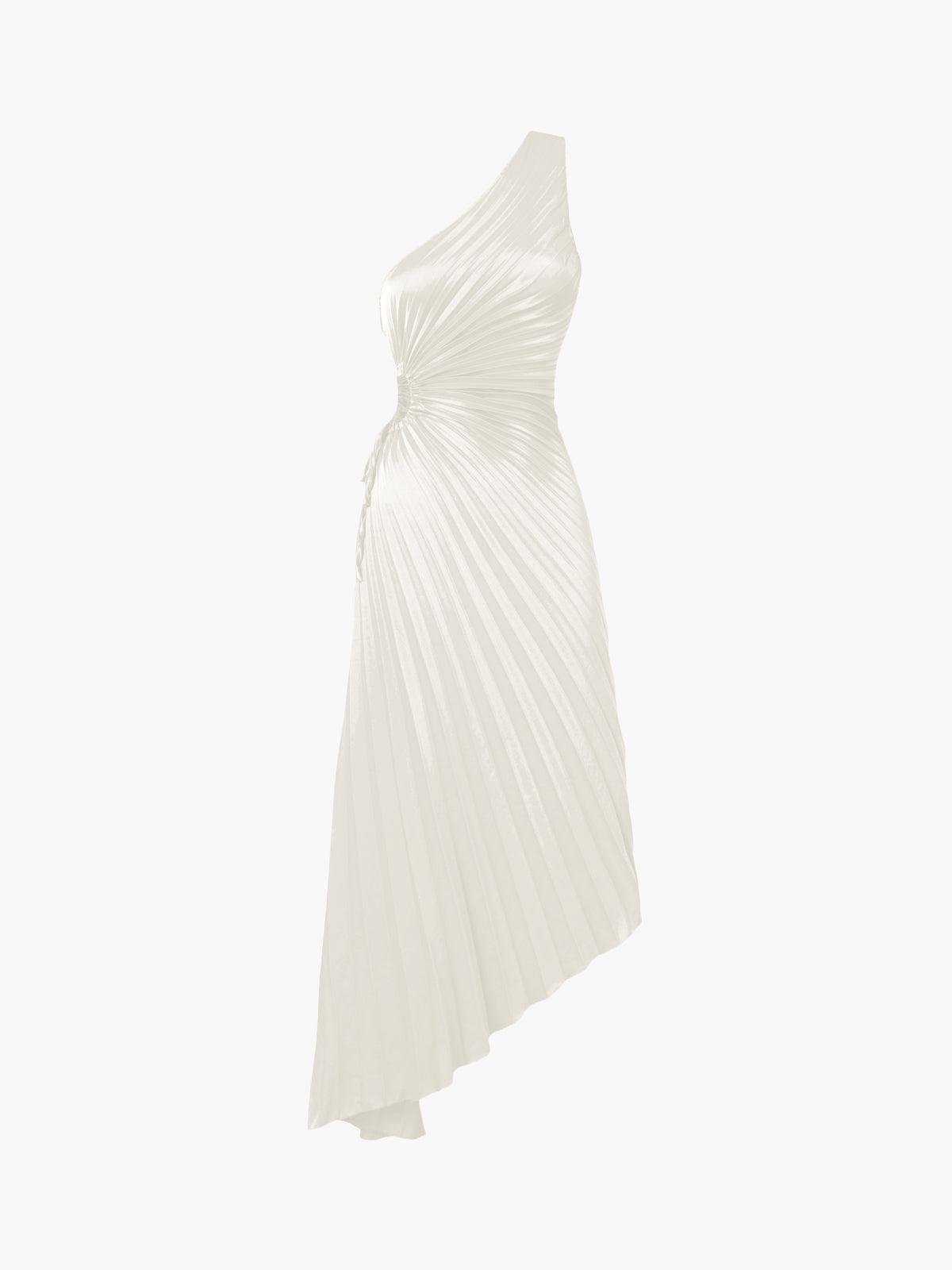 BRUNETE - VESTIDO MIDI PLISADO DE UN SOLO HOMBRO
