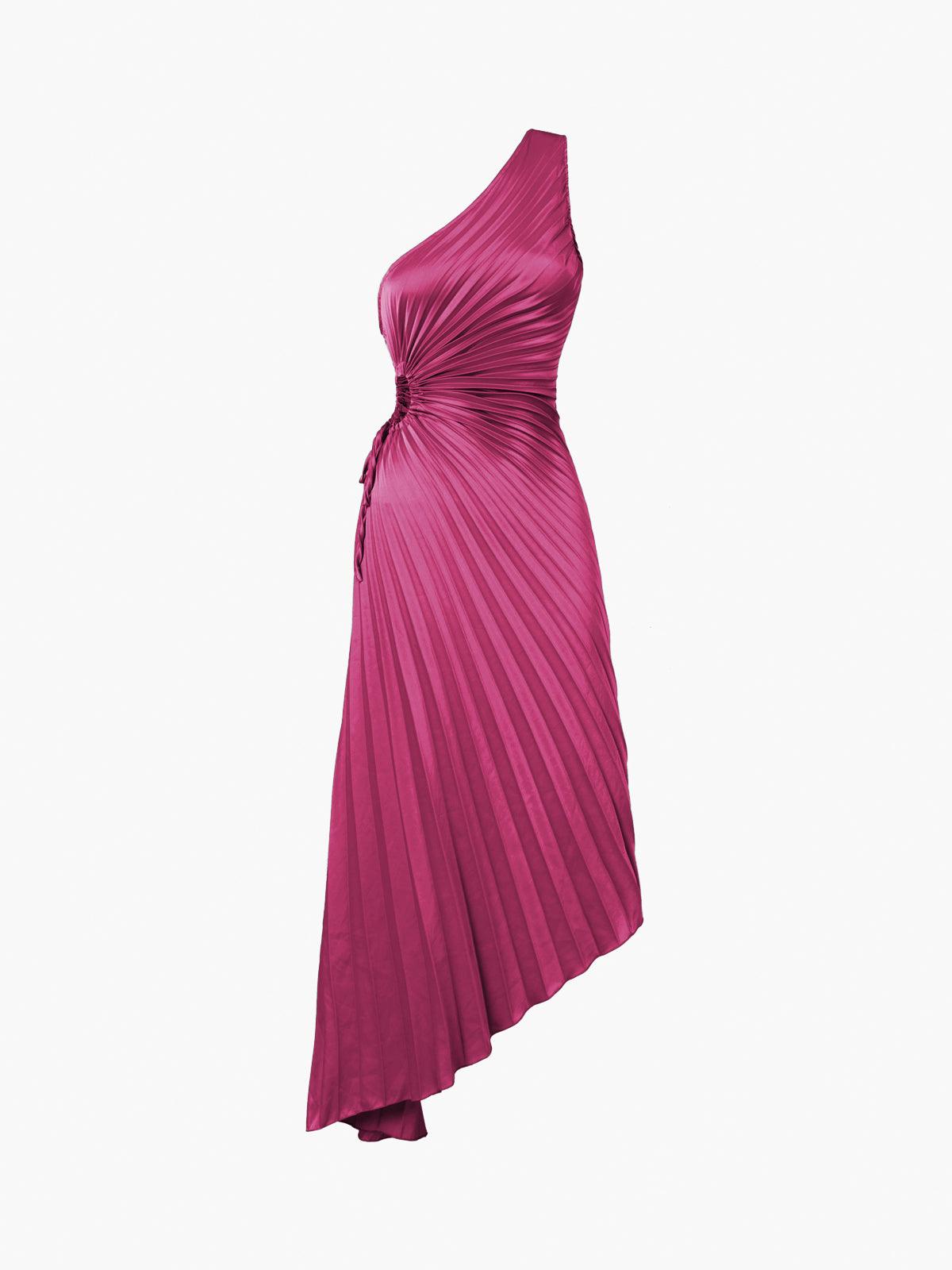 BRUNETE - VESTIDO MIDI PLISADO DE UN SOLO HOMBRO