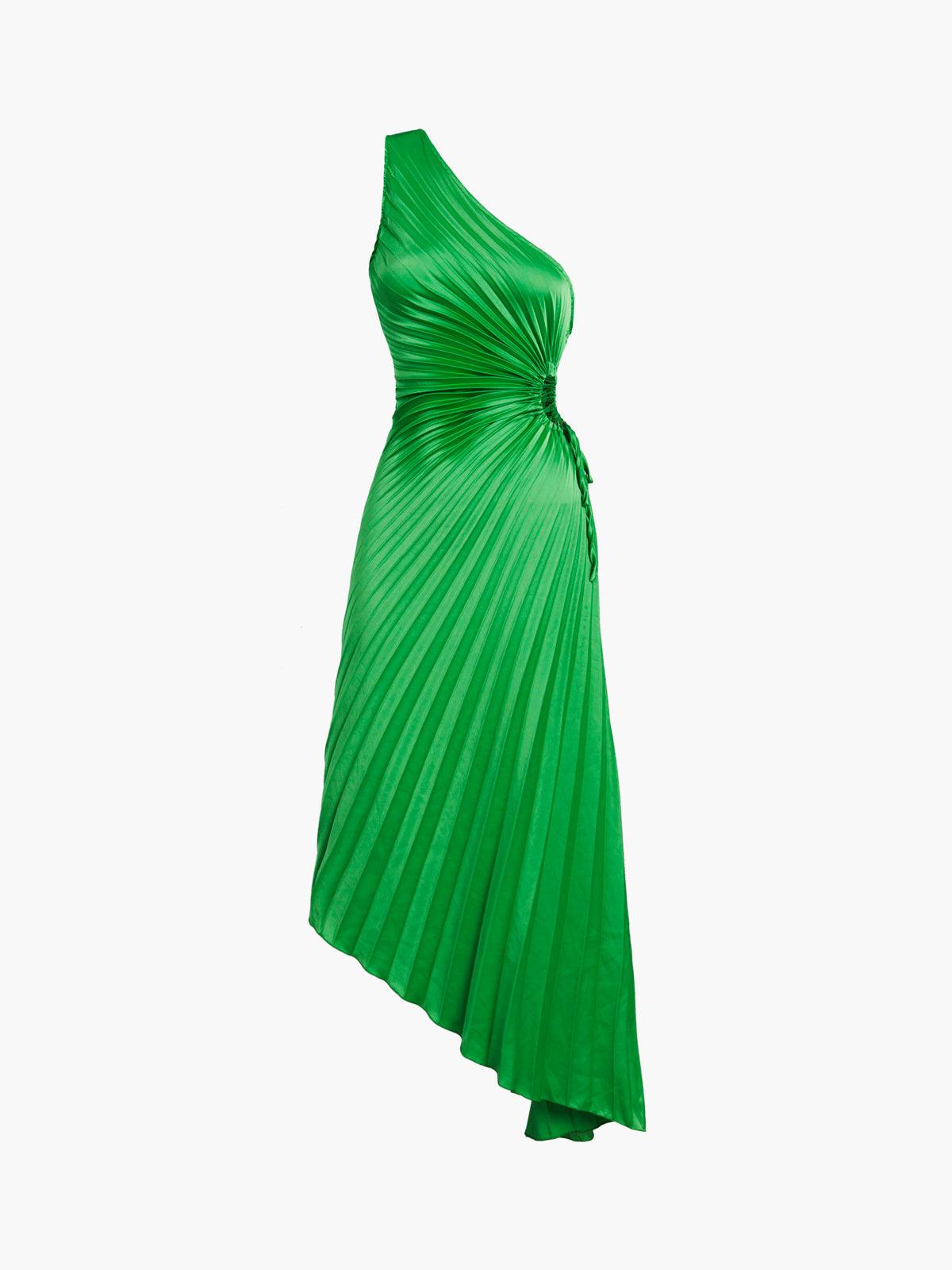 BRUNETE - VESTIDO MIDI PLISADO DE UN SOLO HOMBRO