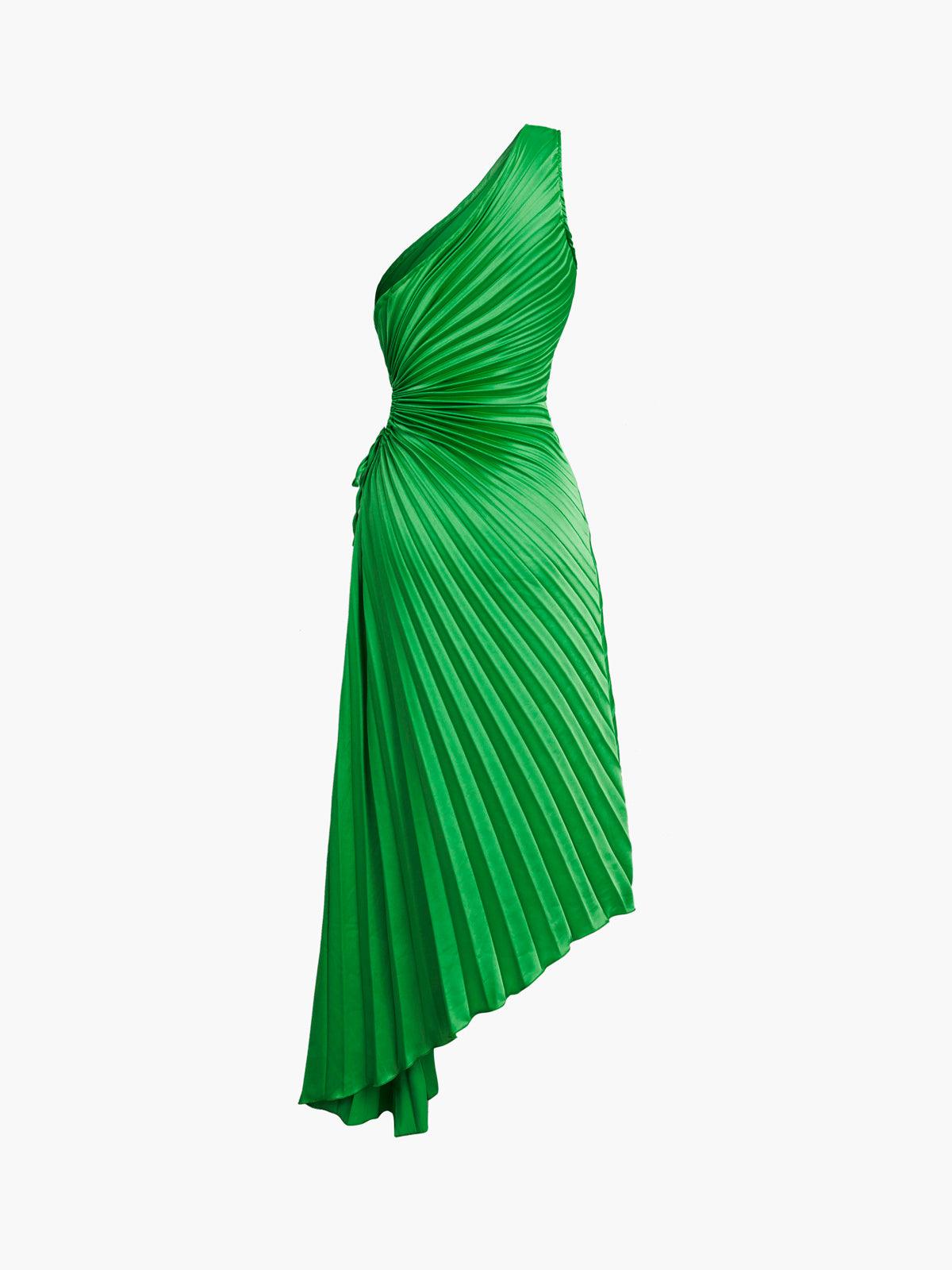BRUNETE - VESTIDO MIDI PLISADO DE UN SOLO HOMBRO
