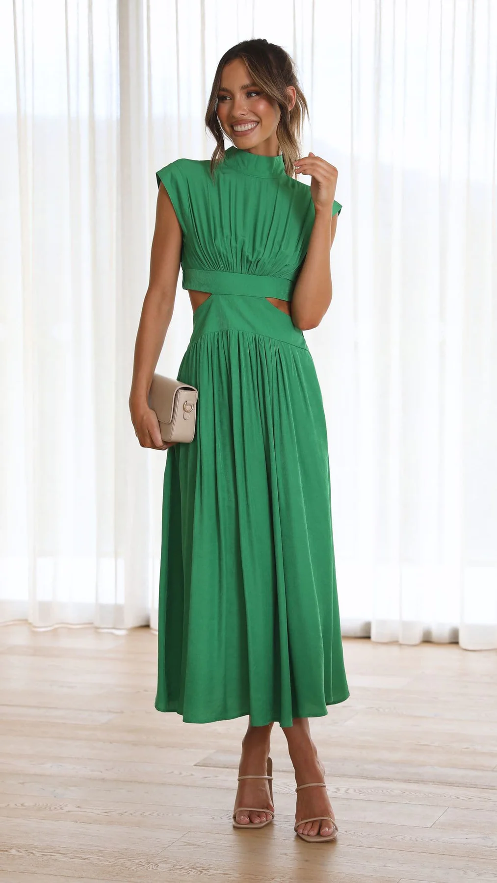 SARAI - VESTIDO MIDI CON ABERTURA Y BOLSILLOS