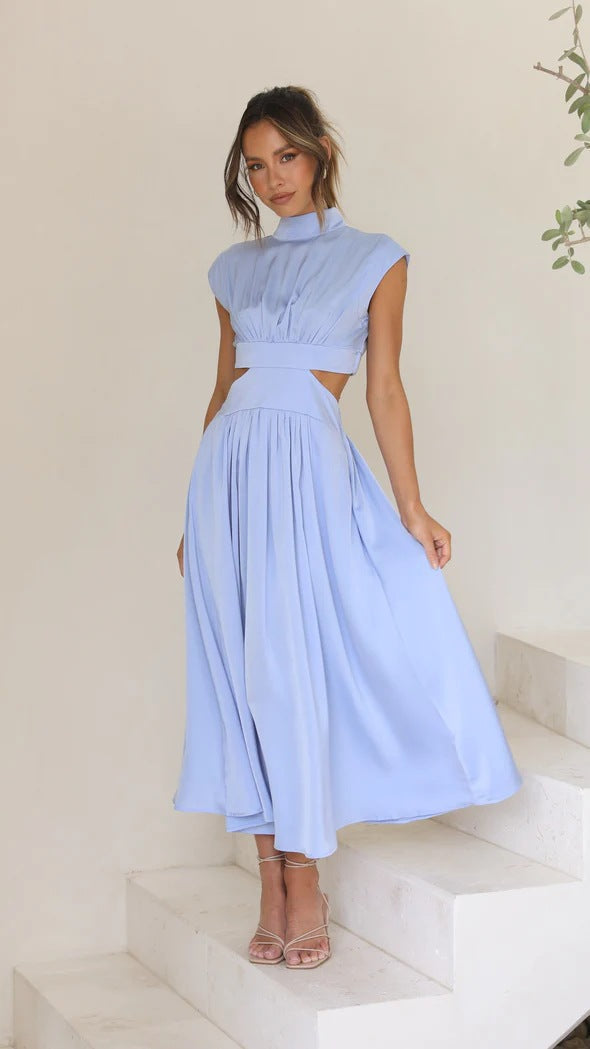 SARAI - VESTIDO MIDI CON ABERTURA Y BOLSILLOS