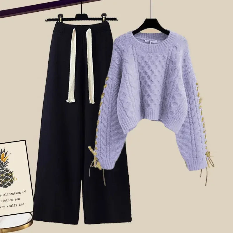 SALMA - SWEATER AND WIDE-LEG PANTS SET