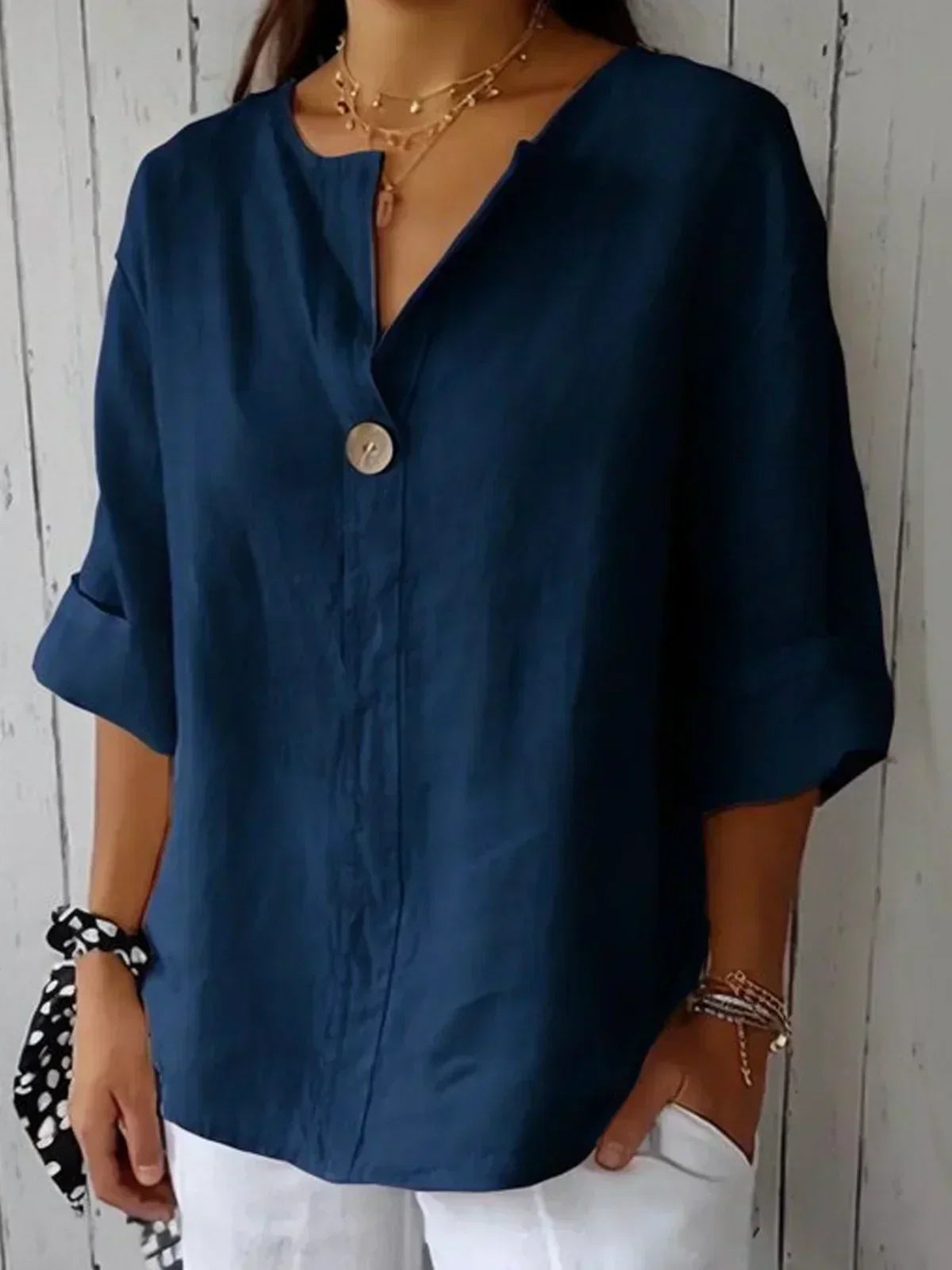 ELISABETH - BLUSA DE CUELLO EN V SOFISTICADA