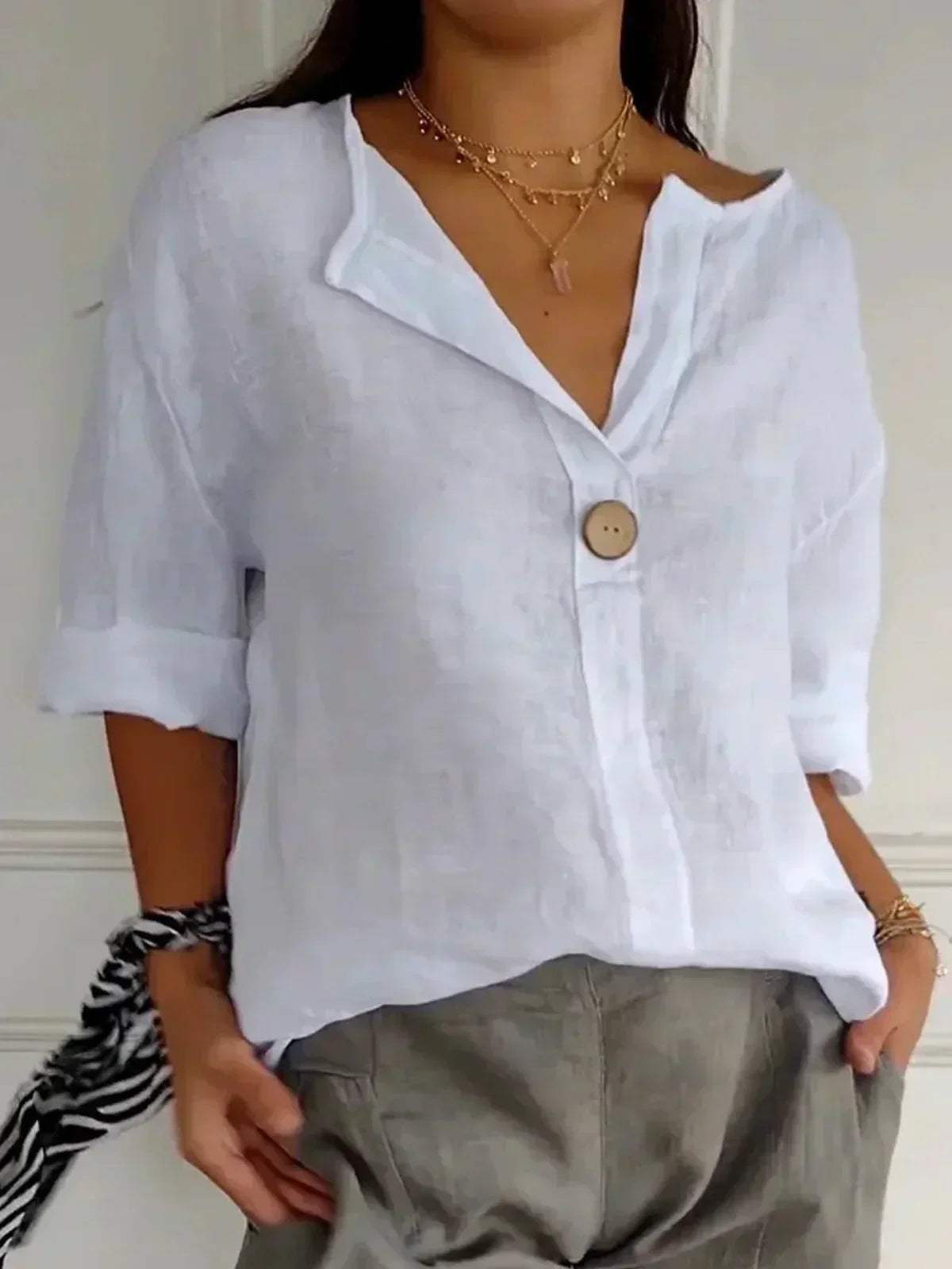 ELISABETH - BLUSA DE CUELLO EN V SOFISTICADA