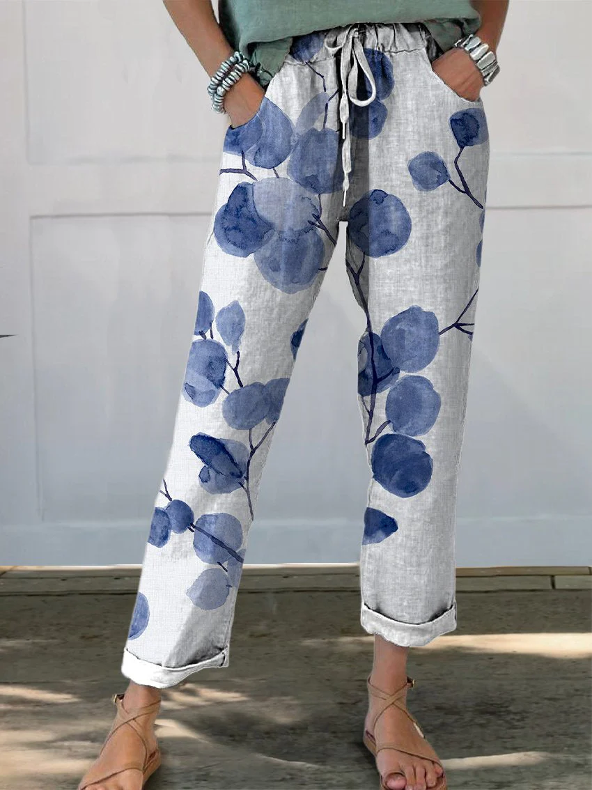 NOEMI - PANTALONES CASUALS CON ESTAMPADO BOTÁNICO