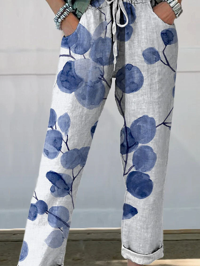 NOEMI - PANTALONES CASUALS CON ESTAMPADO BOTÁNICO