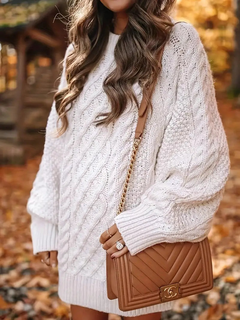 NANA - Warm sweater dress with braided design