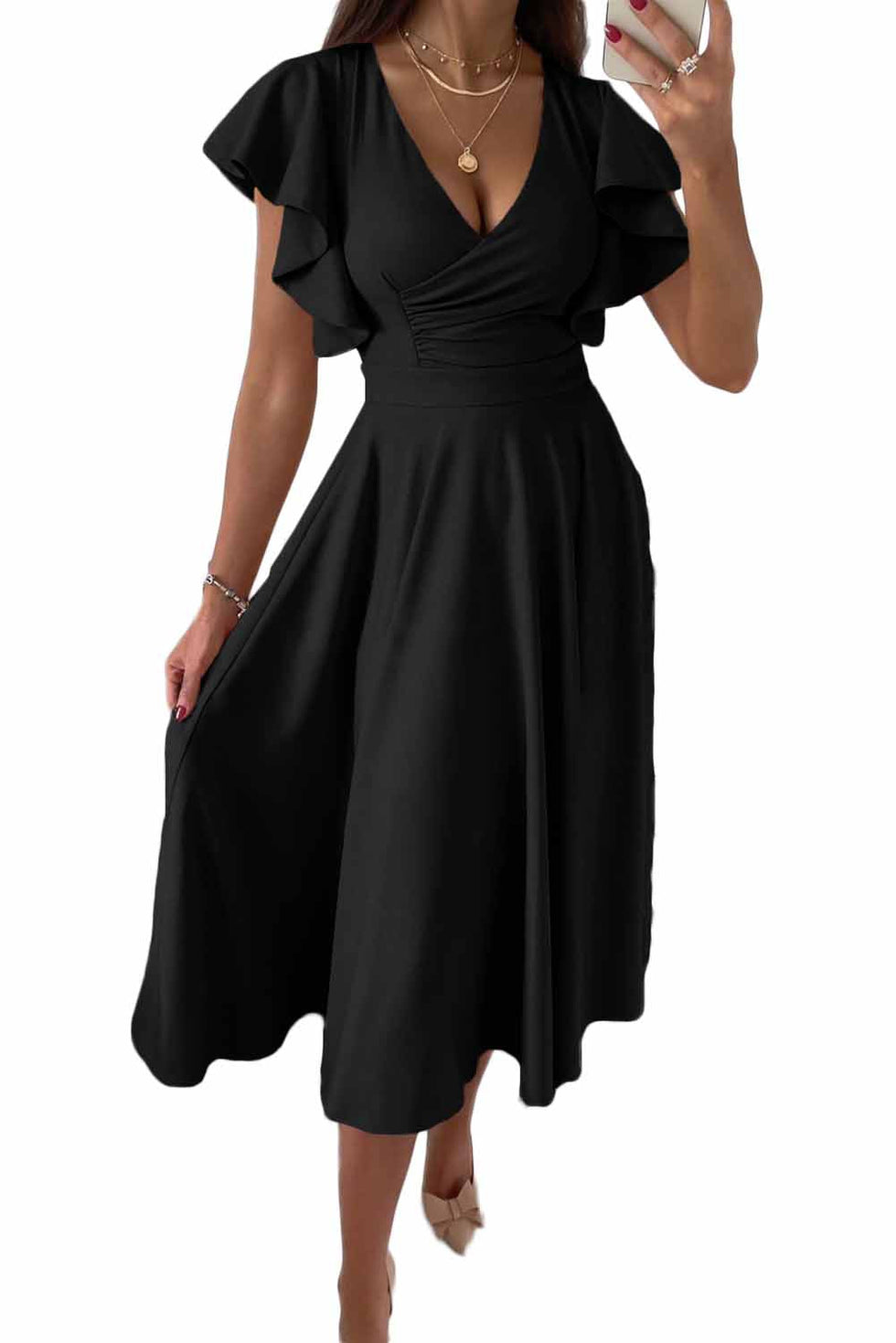 SWITZERLAND - WRAP DRESS WITH RUFFLED SLEEVES
