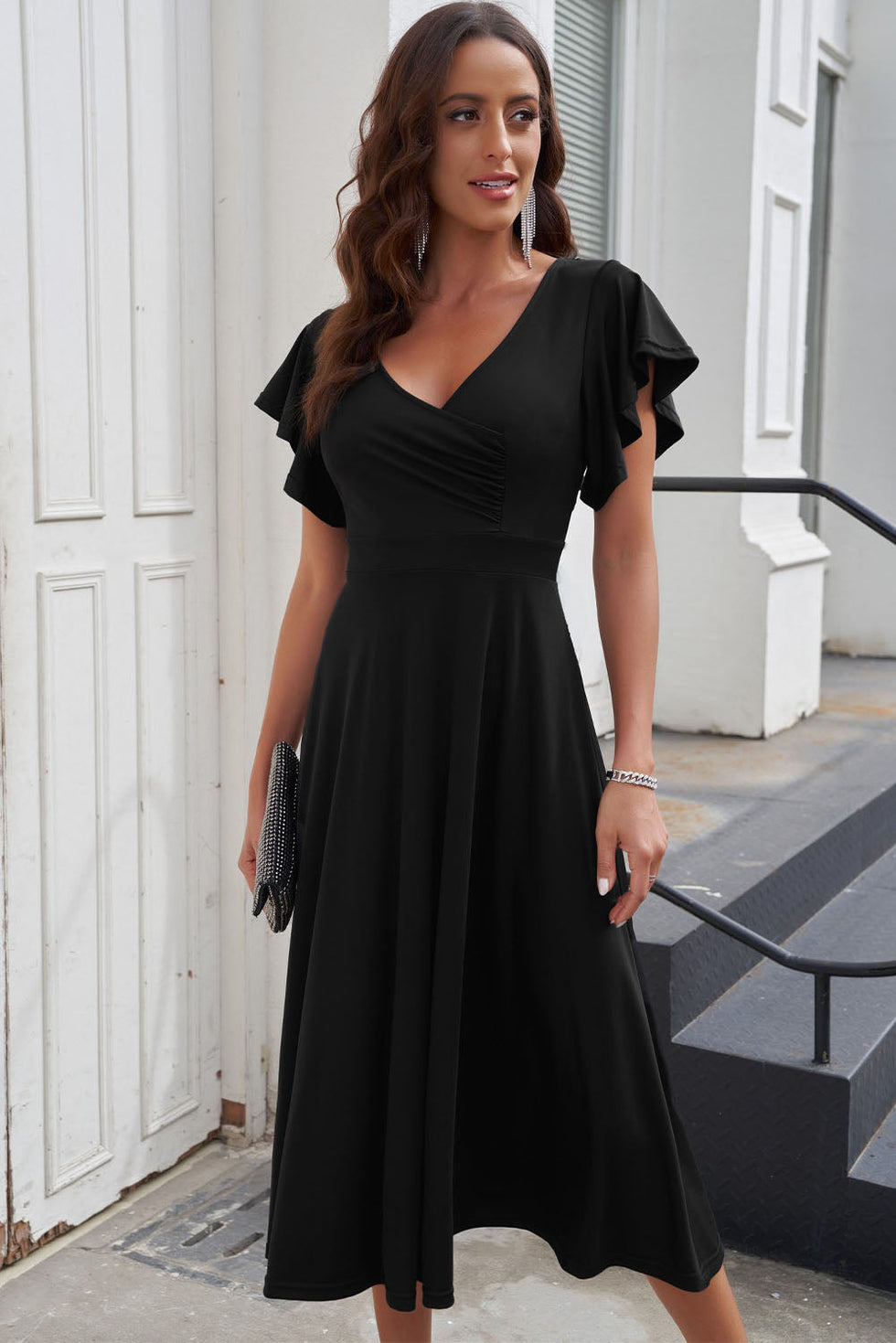 SWITZERLAND - WRAP DRESS WITH RUFFLED SLEEVES