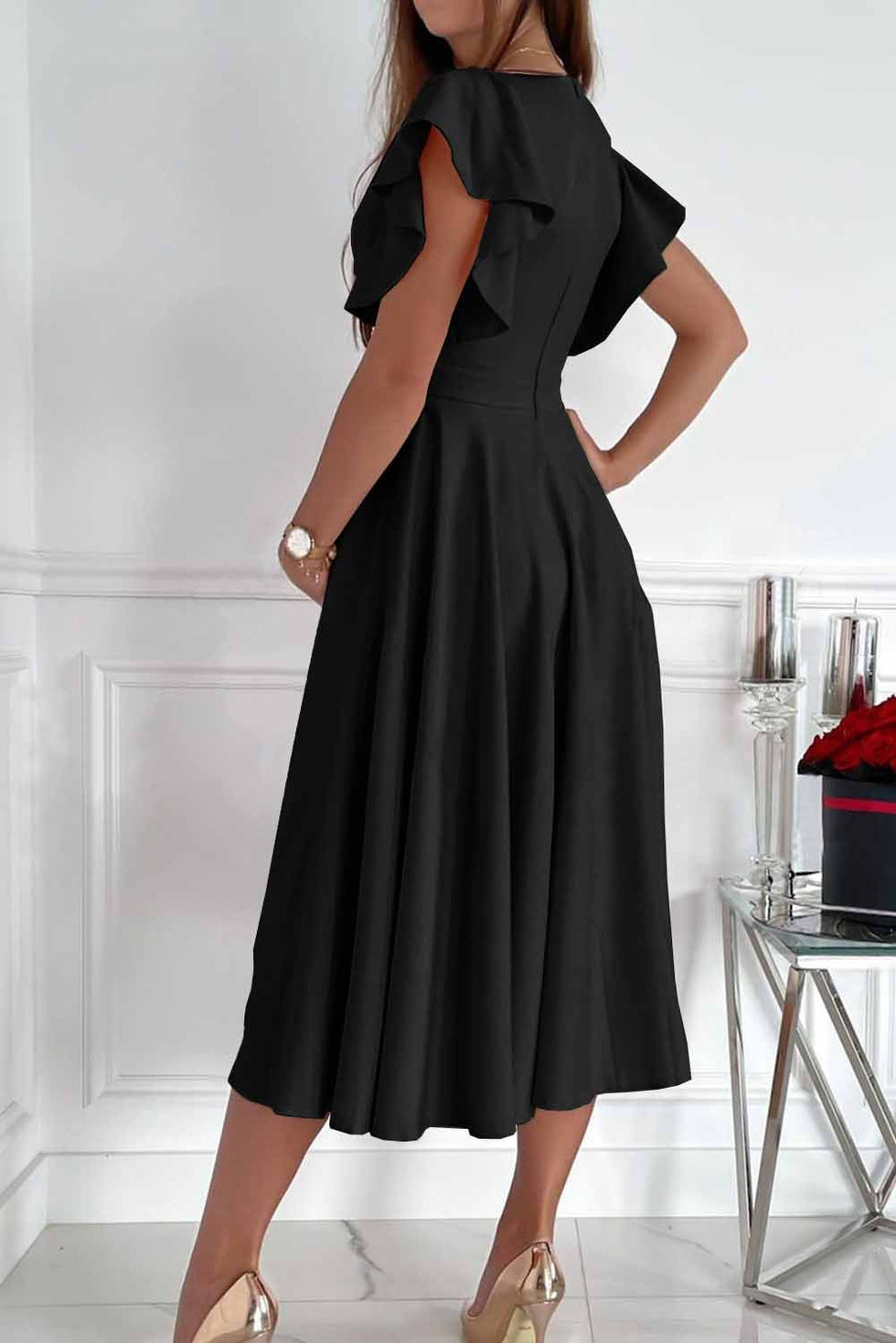 SWITZERLAND - WRAP DRESS WITH RUFFLED SLEEVES