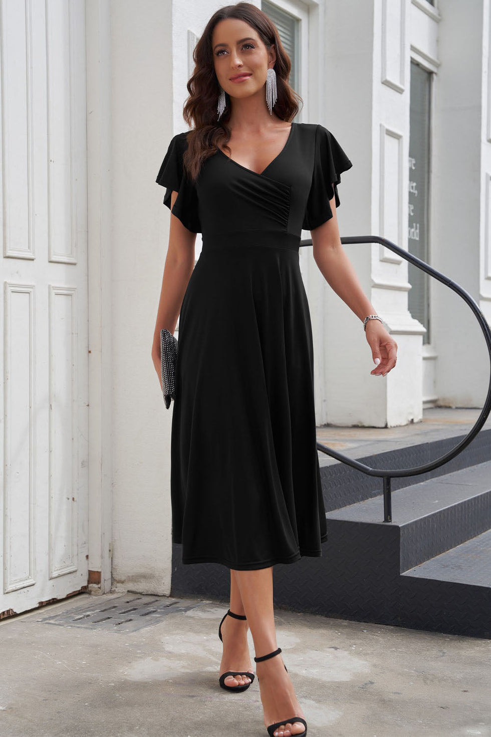 SWITZERLAND - WRAP DRESS WITH RUFFLED SLEEVES