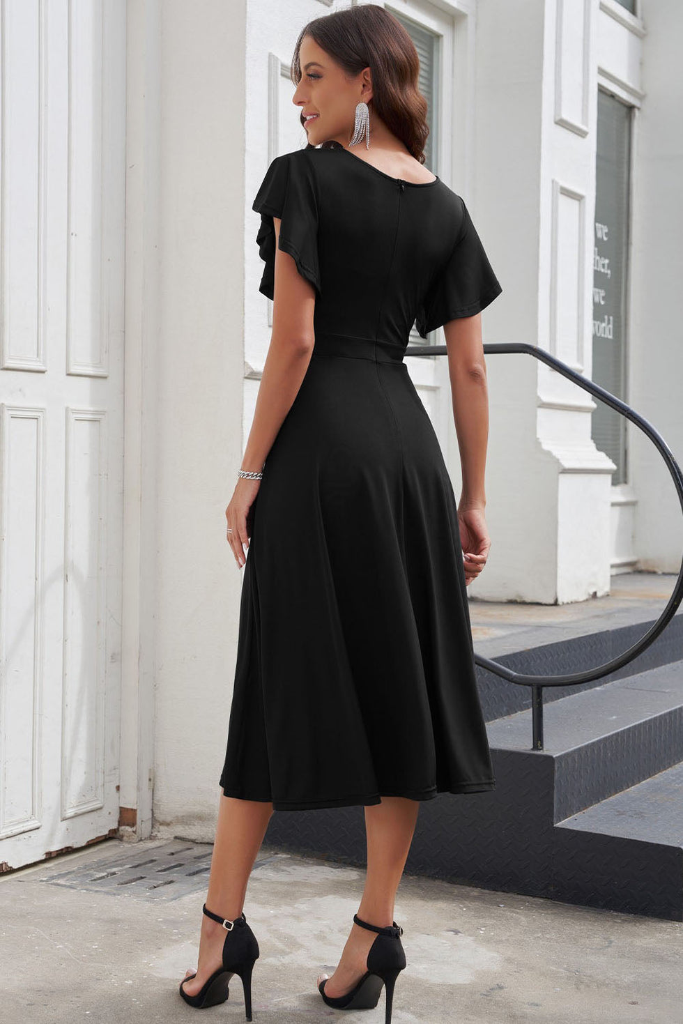 SWITZERLAND - WRAP DRESS WITH RUFFLED SLEEVES