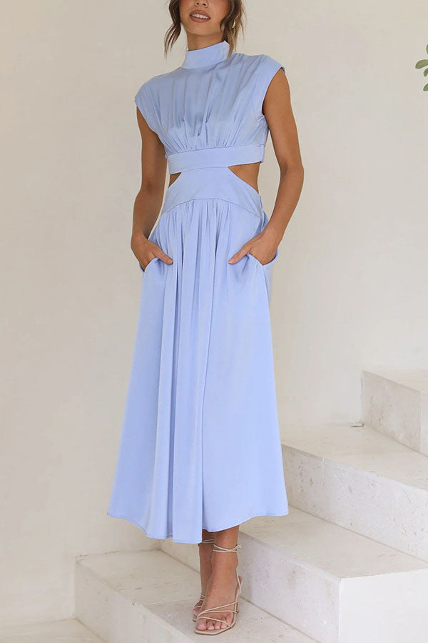 SARAI - VESTIDO MIDI CON ABERTURA Y BOLSILLOS