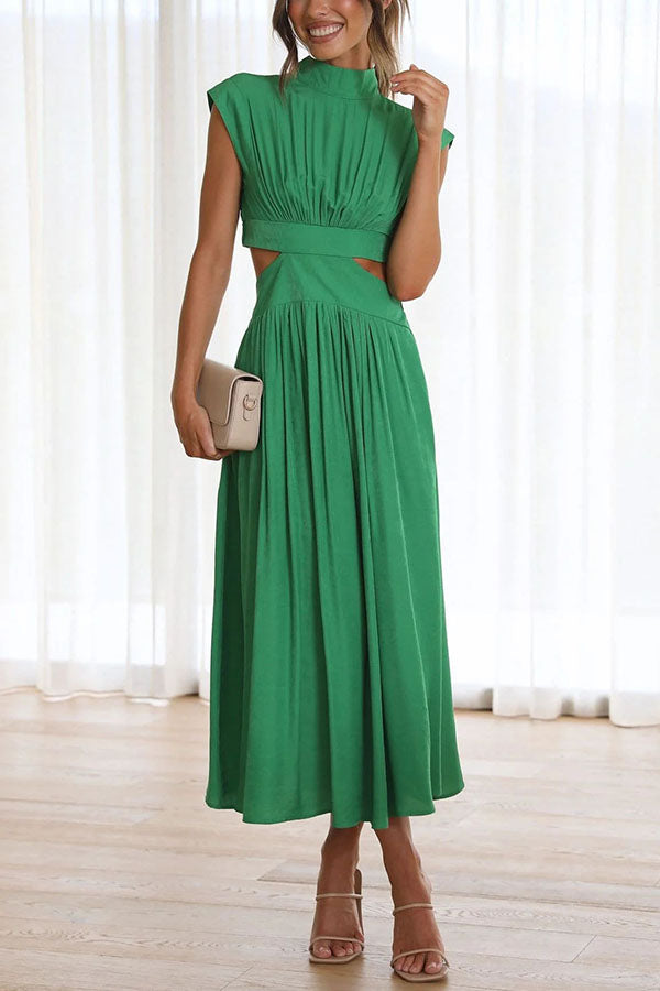 SARAI - VESTIDO MIDI CON ABERTURA Y BOLSILLOS
