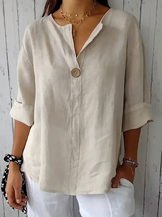 ELISABETH - BLUSA DE CUELLO EN V SOFISTICADA