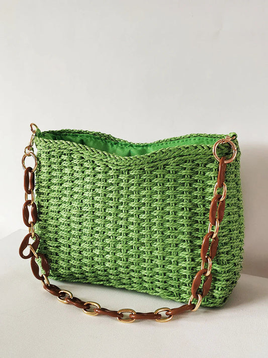 BOLSO  VERANIEGO DE RAFIA CON CADENA - EDICIÓN LIMITADA