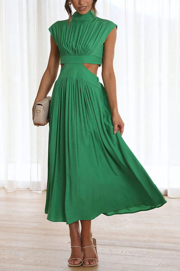 SARAI - VESTIDO MIDI CON ABERTURA Y BOLSILLOS