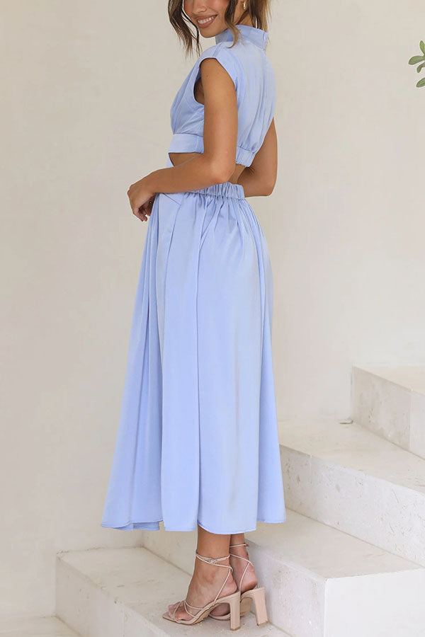 SARAI - VESTIDO MIDI CON ABERTURA Y BOLSILLOS