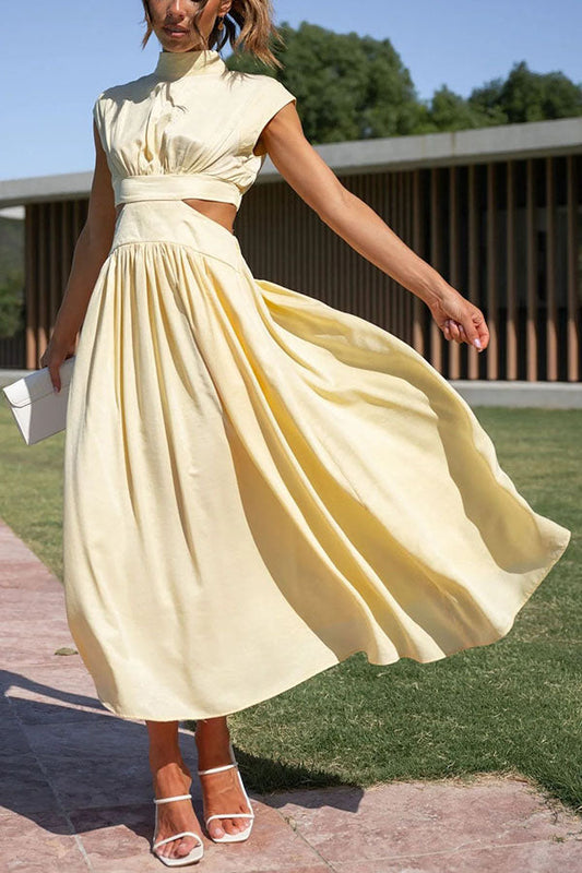 SARAI - VESTIDO MIDI CON ABERTURA Y BOLSILLOS