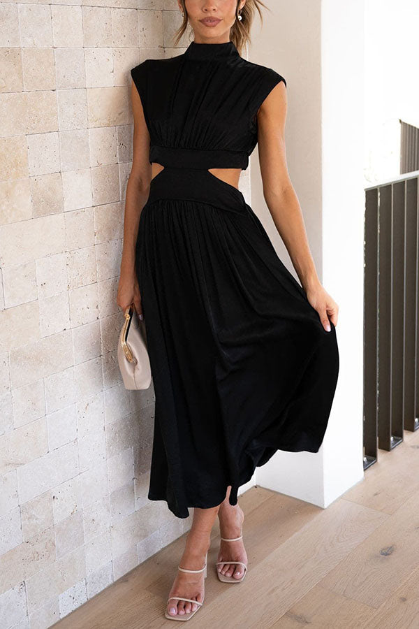 SARAI - VESTIDO MIDI CON ABERTURA Y BOLSILLOS