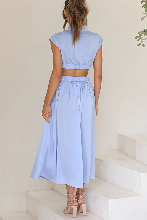 SARAI - VESTIDO MIDI CON ABERTURA Y BOLSILLOS