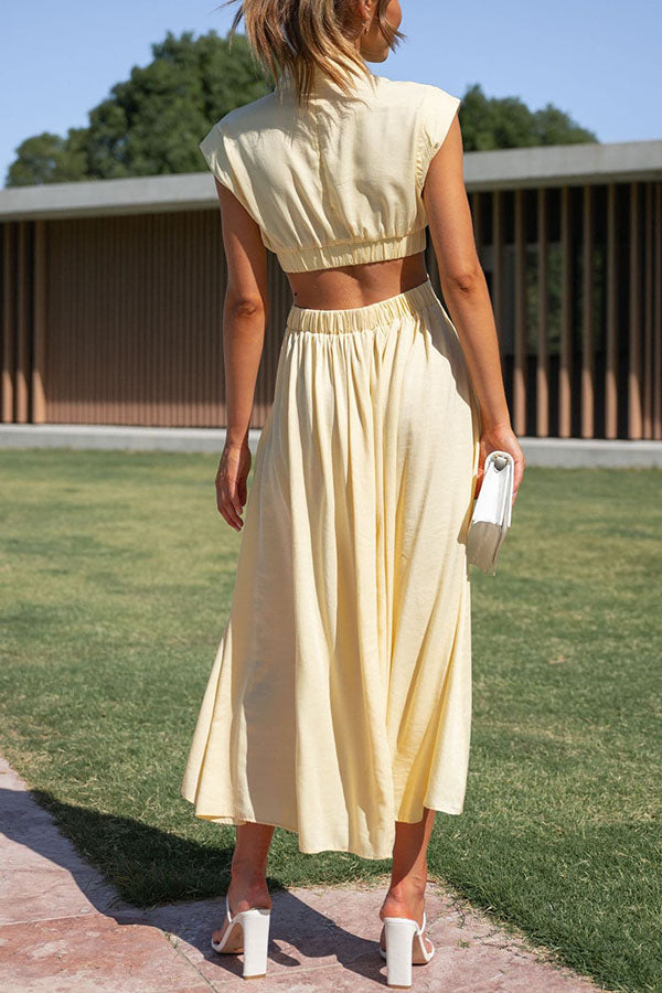 SARAI - VESTIDO MIDI CON ABERTURA Y BOLSILLOS