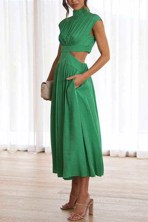 SARAI - VESTIDO MIDI CON ABERTURA Y BOLSILLOS