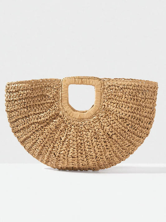 BOLSO SEMICIRCULAR DE RAFIA NATURAL – ELEGANCIA ARTESANAL PARA EL VERANO