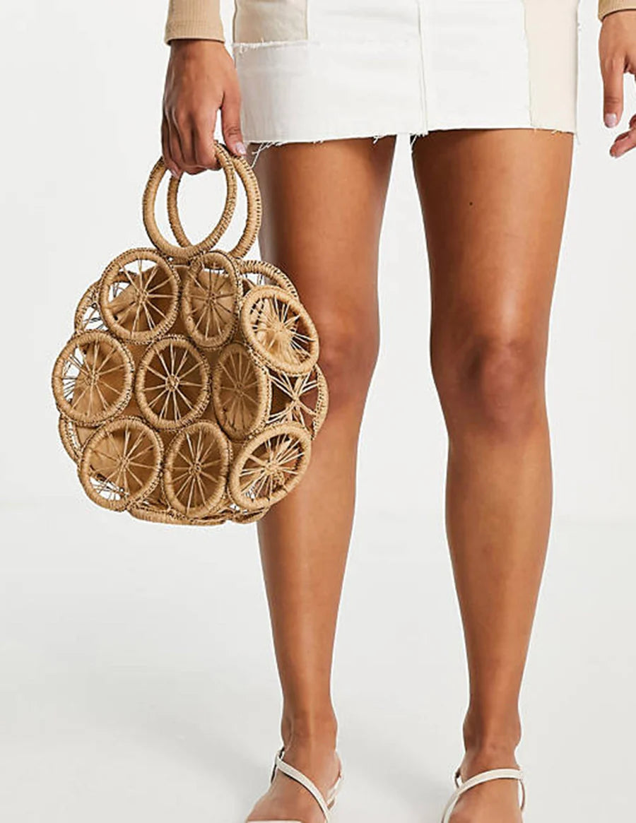 EDICIÓN LIMITADA - BOLSO DE MANO ARTESANAL CÍRCULOS NATURA