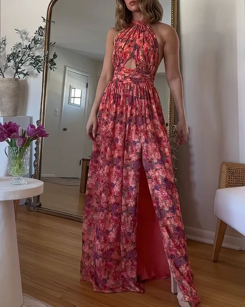 AMOR | VESTIDO MAXI SIN ESPALDA CON ESTAMPADO FLORAL