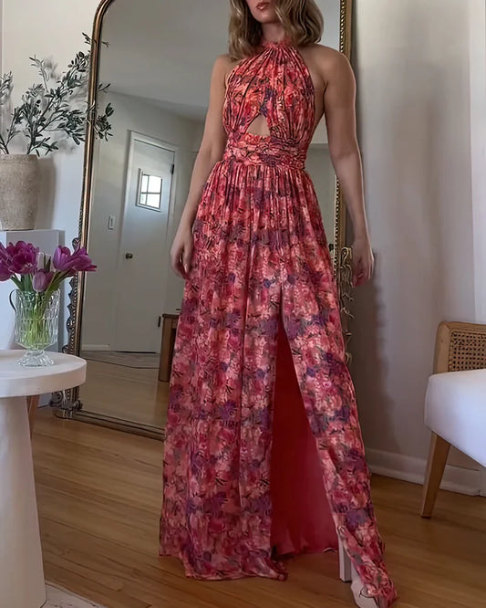 AMOR | VESTIDO MAXI SIN ESPALDA CON ESTAMPADO FLORAL