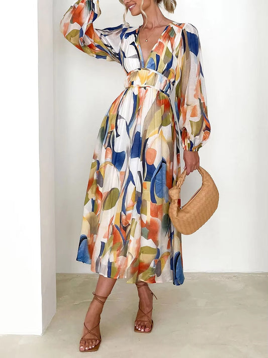 BETABEL - VESTIDO LARGO ESTAMPADO FLUIDO