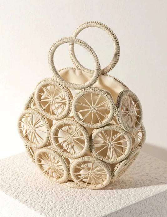 EDICIÓN LIMITADA - BOLSO DE MANO ARTESANAL CÍRCULOS NATURA