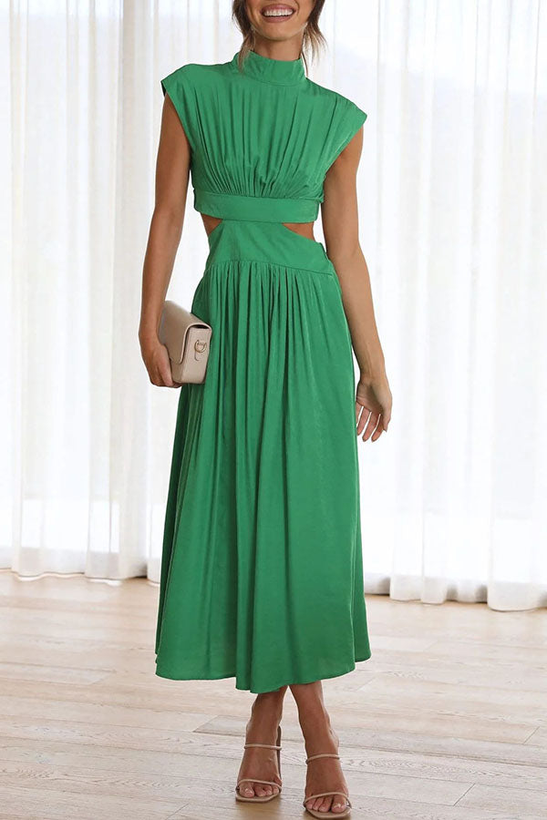 SARAI - VESTIDO MIDI CON ABERTURA Y BOLSILLOS