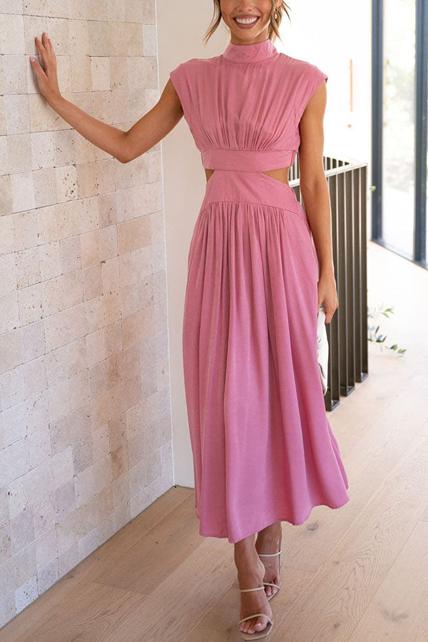 SARAI - VESTIDO MIDI CON ABERTURA Y BOLSILLOS
