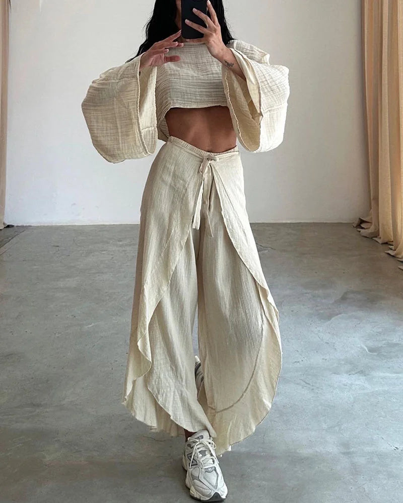 SABRINA- CONJUNTO CASUAL DE DOS PIEZAS DE LINO